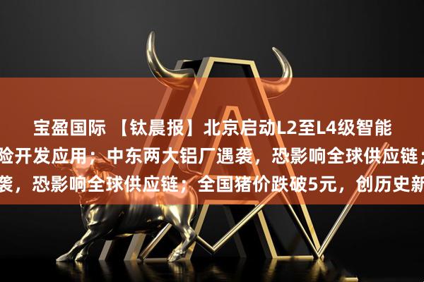 宝盈国际 【钛晨报】北京启动L2至L4级智能网联新能源汽车商业保险开发应用；中东两大铝厂遇袭，恐影响全球供应链；全国猪价跌破5元，创历史新低